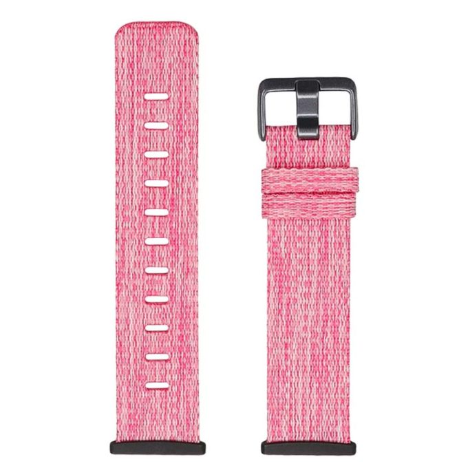 fb.ny19.13 Up Pink StrapsCo Canvas Watch Band Strap with Polished Silver Buckle for Fitbit Versa 3 Fitbit Sense