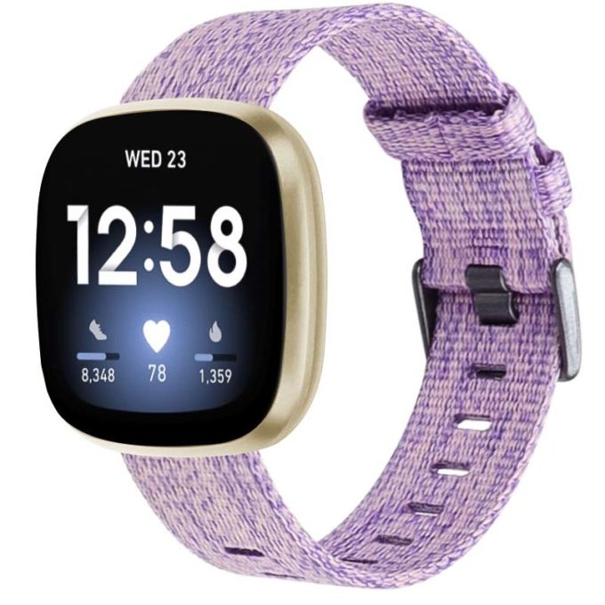 fb.ny19.18 Main Purple StrapsCo Canvas Watch Band Strap with Polished Silver Buckle for Fitbit Versa 3 Fitbit Sense