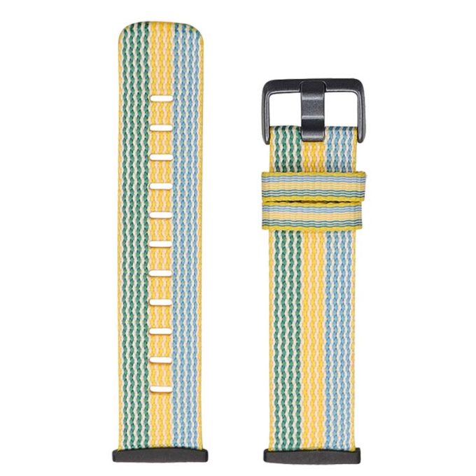 fb.ny19.5.10 Up Blue Yellow StrapsCo Canvas Watch Band Strap with Polished Silver Buckle for Fitbit Versa 3 Fitbit Sense