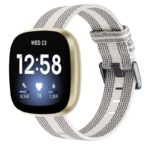 fb.ny19.7.22 Main Grey White StrapsCo Canvas Watch Band Strap with Polished Silver Buckle for Fitbit Versa 3 Fitbit Sense