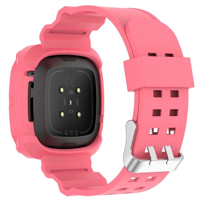 Fitbit+Versa+3+40+mm+Pink+Rubber+Case+with+Gold+Aluminum+Band+GPS+