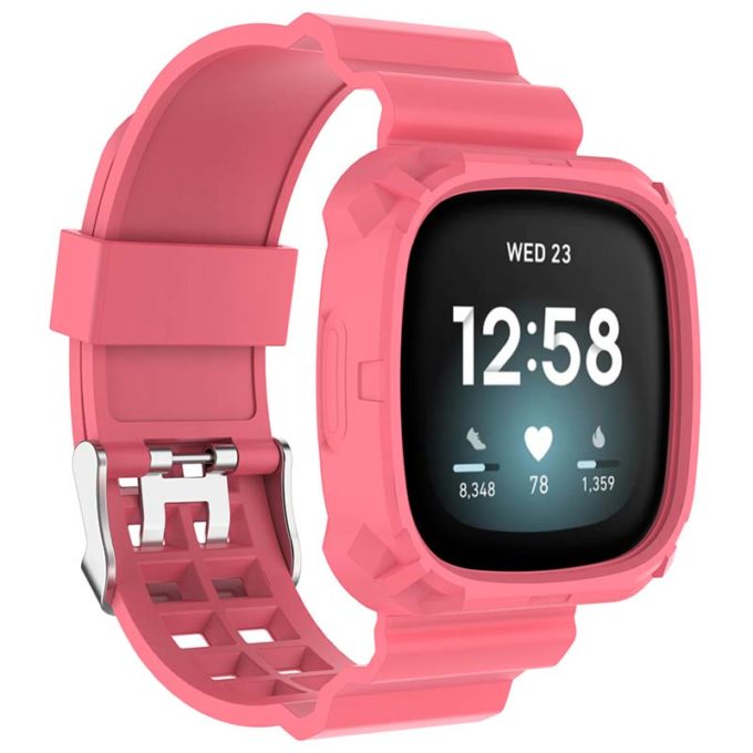 fb.r61.13 Main Pink StrapsCo Silicone Rubber Case Watch Band Strap for Fitbit Versa 3 Fitbit Sense