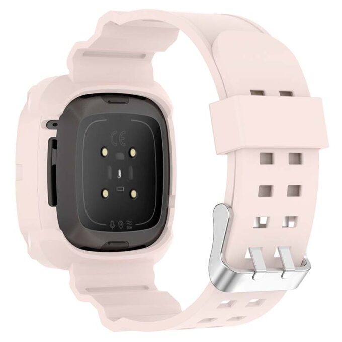 fb.r61.13b Back Pale Pink StrapsCo Silicone Rubber Case Watch Band Strap for Fitbit Versa 3 Fitbit Sense