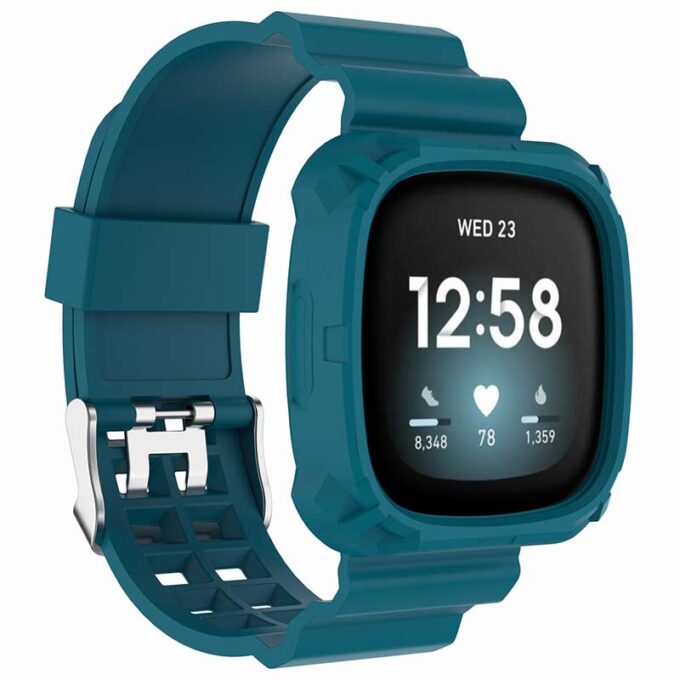 fb.r61.5 Main Teal StrapsCo Silicone Rubber Case Watch Band Strap for Fitbit Versa 3 Fitbit Sense