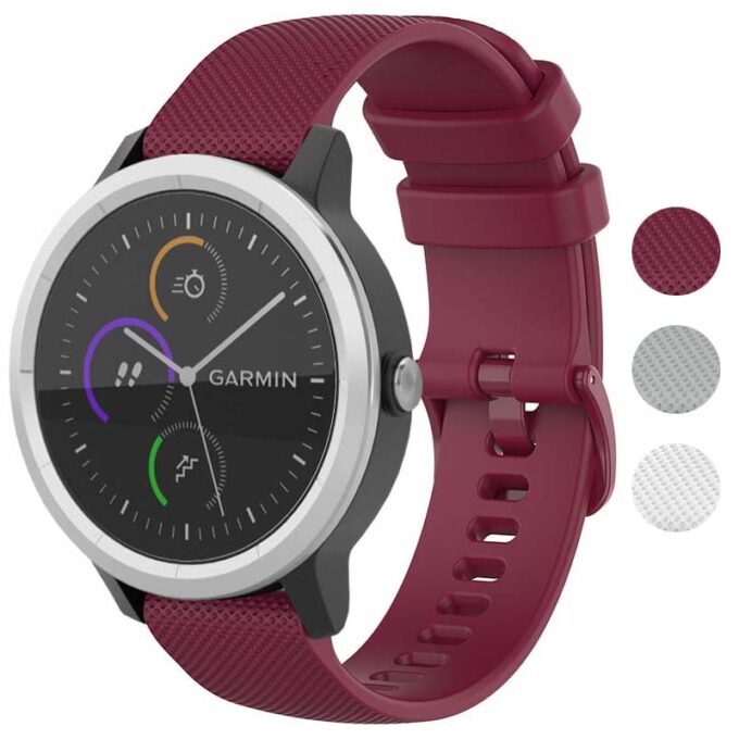 g.r43.6.20 Gallery Wine Red StrapsCo Silicone Rubber Watch Band Strap For Garmin Vivoactive 3