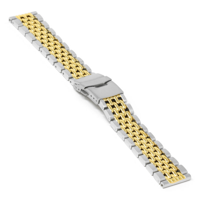 M.bd1.2t Angle New Two Tone StrapsCo Stainless Steel Beads Of Rice Watch Band Strap Bracelet
