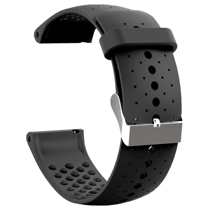 p.r7.1 Back Black StrapsCo Perforated Rubber Watch Band Strap for Polar Vantage M Grit X