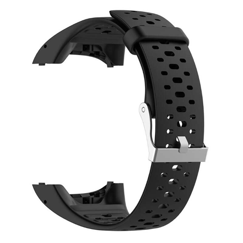 p.r8.1 Back Black StrapsCo Perforated Silicone Rubber Watch Band Strap for Polar M400 M430