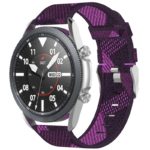 s.ny6 .18 Main Purple Stripe StrapsCo Canvas Strap w Polished Silver Buckle for Samsung Galaxy Watch Active 20mm 22mm