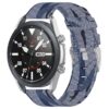 s.ny6 .5.22 Main Blue White Stripe StrapsCo Canvas Strap w Polished Silver Buckle for Samsung Galaxy Watch Active 20mm 22mm