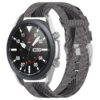 s.ny6 .7.22 Main Grey White Stripe StrapsCo Canvas Strap w Polished Silver Buckle for Samsung Galaxy Watch Active 20mm 22mm