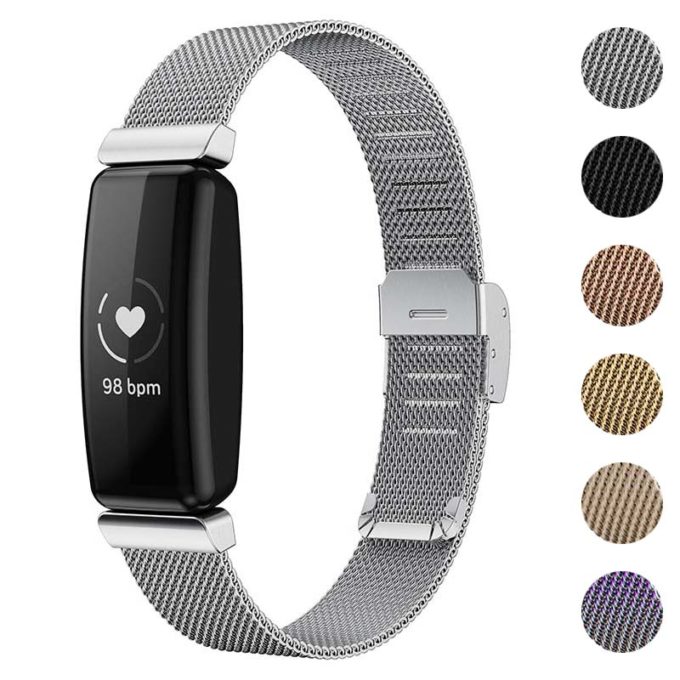 fb.m135.ss Gallery Silver StrapsCo Stainless Steel Mesh Watch Band Strap for Fitbit Inspire 2