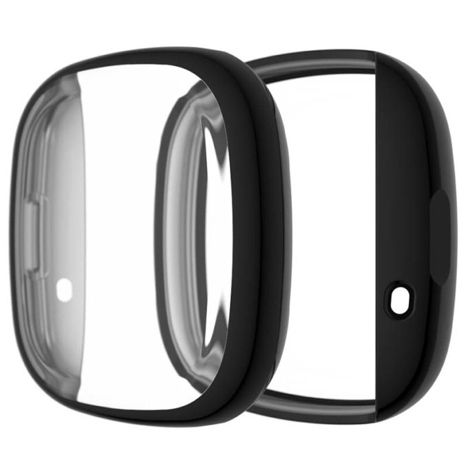 fb.pc13.mb Main Black StrapsCo TPU Rubber Protective Case for Fitbit Versa 3 Sense