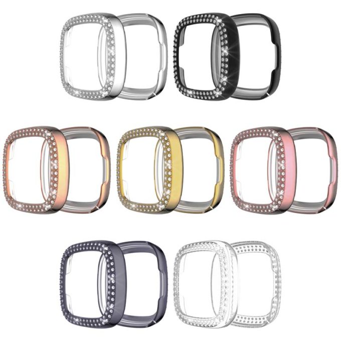 fb.pc15 All Color StrapsCo Protective Case with two rows of Rhinestones for Fitbit Versa 3 Sense