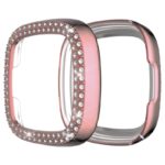 fb.pc15.13 Main Pink StrapsCo Protective Case with two rows of Rhinestones for Fitbit Versa 3 Sense