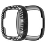fb.pc15.mb Main Black StrapsCo Protective Case with two rows of Rhinestones for Fitbit Versa 3 Sense
