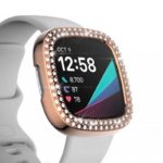 fb.pc15.rg Alt Rose Gold StrapsCo Protective Case with two rows of Rhinestones for Fitbit Versa 3 Sense