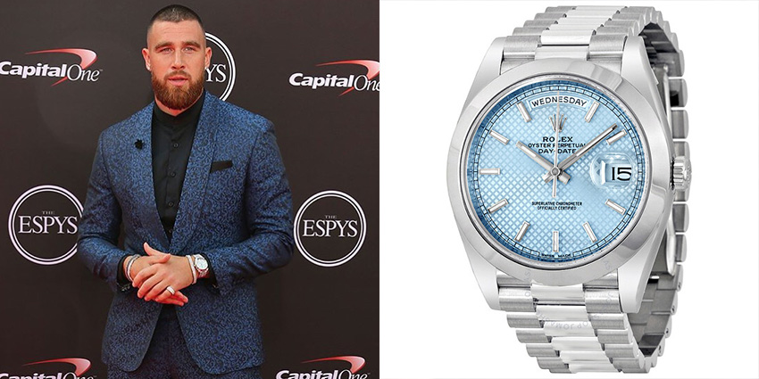 Super Bowl Wrist Check Watches Of Chiefs And Buccaneers Travis Kelce Rolex 2
