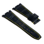 ap.l4.1.10 DASSARI Croc Embosed Leather Strap for Audemars Piguet in Black w Yellow Stitching