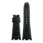 ap.l4.1.10 DASSARI Croc Embosed Leather Strap for Audemars Piguet in Black w Yellow Stitching 2