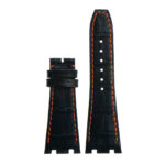 ap.l4.1.12 DASSARI Croc Embosed Leather Strap for Audemars Piguet in Black w Orange Stitching 2