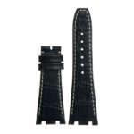 ap.l4.1.22 DASSARI Croc Embosed Leather Strap for Audemars Piguet in Black w White Stitching 2