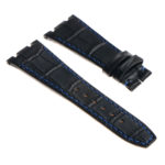 ap.l4.1.5 DASSARI Croc Embosed Leather Strap for Audemars Piguet in Black w Blue Stitching