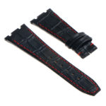 ap.l4.1.6 DASSARI Croc Embosed Leather Strap for Audemars Piguet in Black w Red Stitching