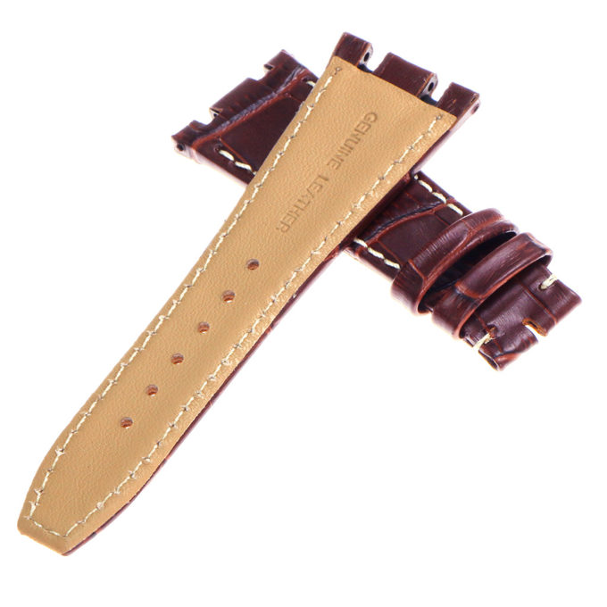 ap.l4.2.22 DASSARI Croc Embosed Leather Strap for Audemars Piguet in Brown w White Stitching 3