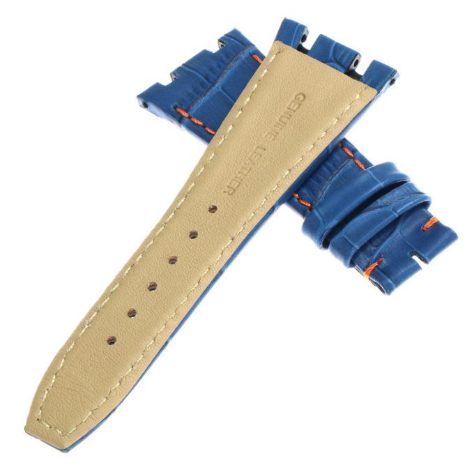 ap.l4.5.12 DASSARI Croc Embosed Leather Strap for Audemars Piguet in Blue w orange Stitching 3
