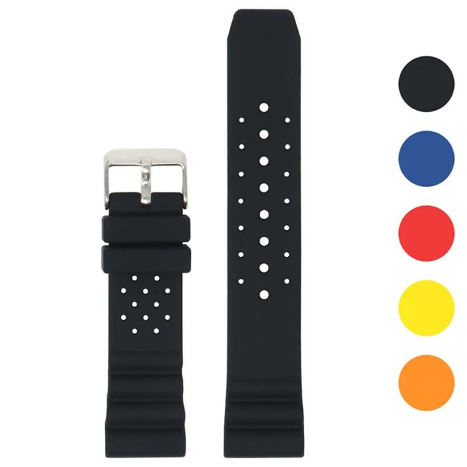 r.sk4 .1 Gallery Black StrapsCo Perforated Silicone Rubber Strap for Seiko Diver 20mm 22mm 24mm