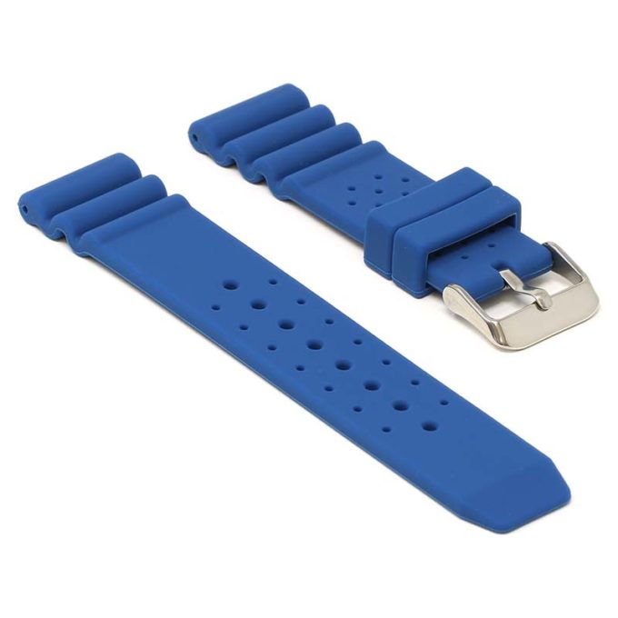 r.sk4 .5 Angle Blue StrapsCo Perforated Silicone Rubber Strap for Seiko Diver 20mm 22mm 24mm