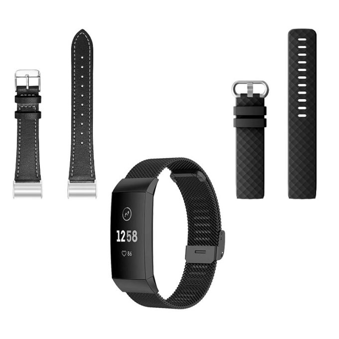 Mens Strap Bundle for Fitbit Charge 4 Charge 3 Black Black Black