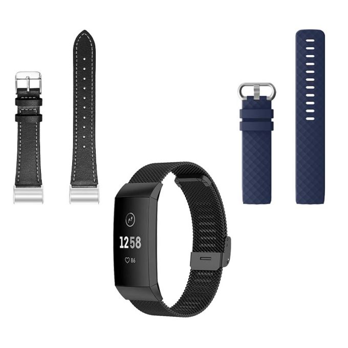 Mens Strap Bundle for Fitbit Charge 4 Charge 3 Black Black Blue