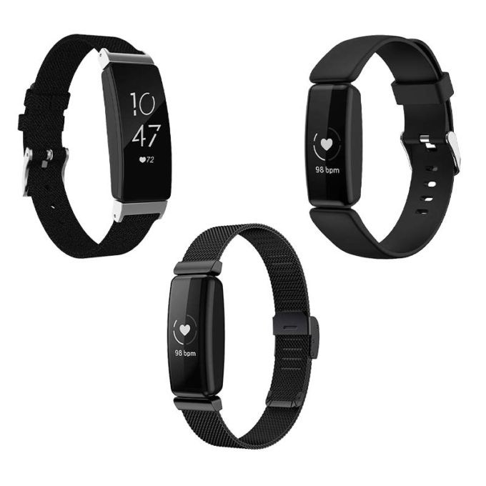 Mens Strap Bundle for Fitbit Inspire 2 Black Black Black