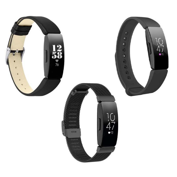 Mens Strap Bundle for Fitbit Inspire Black Black Black