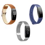 Mens Strap Bundle for Fitbit Inspire Brown Silver Midnight Blue