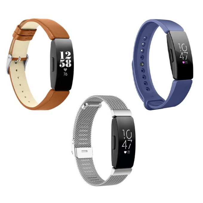 Mens Strap Bundle for Fitbit Inspire Brown Silver Midnight Blue