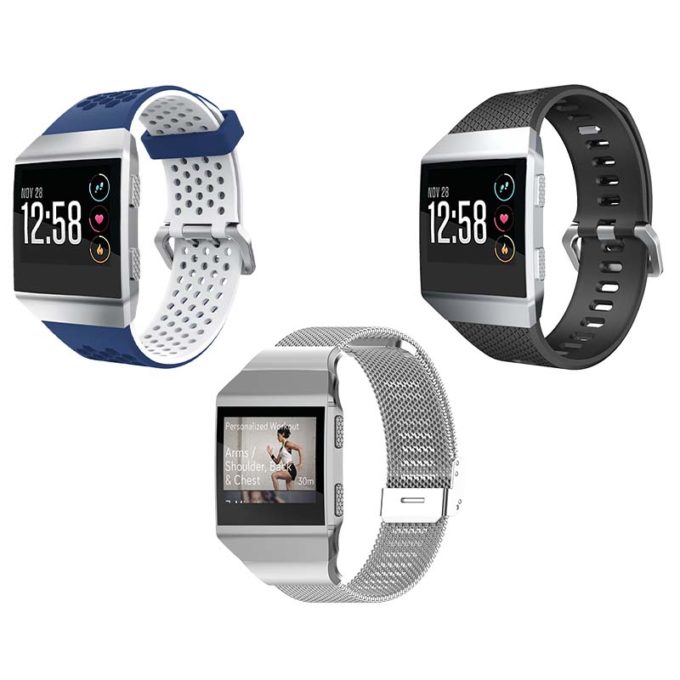 Mens Strap Bundle for Fitbit Ionic Blue Silver Black