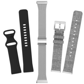 Mens Strap Bundle for Fitbit Sense Versa 3 Black Silver Grey