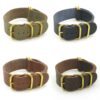 StrapsCo Soft Leather Nato Strap with Solid Bronze Rings NT.bz