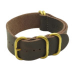 StrapsCo Soft Leather Nato Strap with Solid Bronze Rings in Dark Brown NT.2.bz