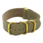 StrapsCo Soft Leather Nato Strap with Solid Bronze Rings in Green NT.11.bz