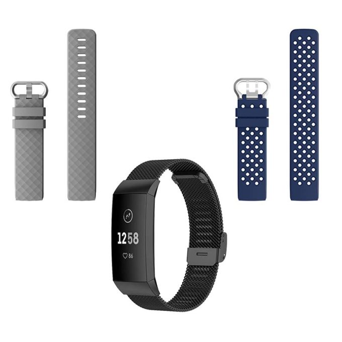 Variety Strap Bundle for Fitbit Charge 4 Charge 3 Grey Black Blue