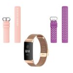 Variety Strap Bundle for Fitbit Charge 4 Charge 3 Pink Rose Gold Purple