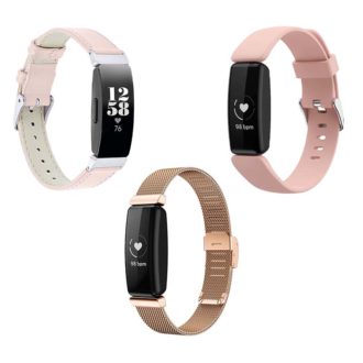 Womens Strap Bundle for Fitbit Inspire 2 Pink Rose Gold Light Pink