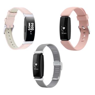 Womens Strap Bundle for Fitbit Inspire 2 Pink Silver Light Pink