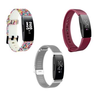 Womens Strap Bundle for Fitbit Inspire Inspire HR Paisley Silver Sangria Purple