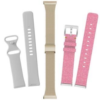 Womens Strap Bundle for Fitbit Sense Versa 3 White Retro Gold Coral Pink