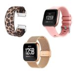 Womens Strap Bundle for Fitbit Versa Versa 2 Leopard Rose Gold Pink